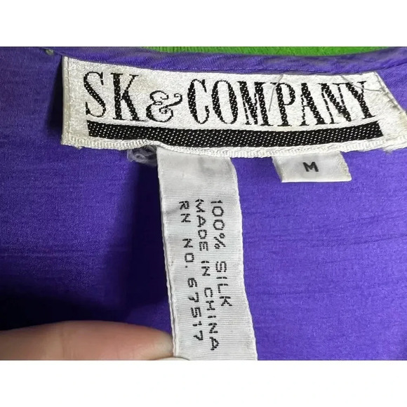 Vintage 80s 100% silk SK & Company 2pc top set, M. - Picture 10 of 13